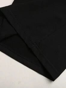 SHEIN 青少年女孩 2件組休閒優雅白色蕾絲荷葉邊露肩無袖修身上衣與黑色喇叭褲套裝，適合居家、戶外、旅行、機場、休閒日常穿著、校園穿著 - 黑與白 - 查看 9