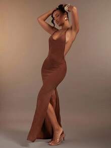 Hauture Women's Diagonal Rib Maxi Dress - Brown - View 2