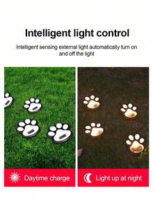 4 قطع مصابيح LED بالطاقة الشمسية على شكل أقدام كلب، مقاومة للماء IP65، 4 مجموعات أضواء مخالب حيوانات كلب/قطة/جرو للحديقة، للممرات والعشب والفناء والديكور الخارجي - اسود - مشاهدة 6