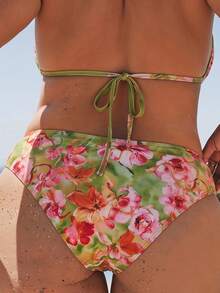 SHEIN BAE CURVE Bikini Motif Liburan Pantai Musim Panas dengan Gesper Logam untuk Wanita, Pakaian Pantai - MultiWarna - View 5