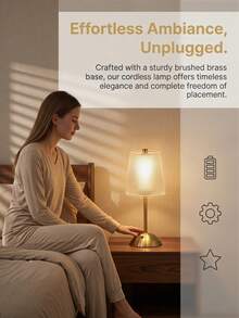 Brass Table Lamp, Textured Glass Shade Small Desk Lamp, Dimmable Warm Night Light, Minimalist Decorative Bedside Lamp For Dining Table Bedroom Living Room Home Decor - multicolor - View 7