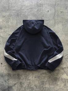 AXEPEAK Casual Sports Racing Colorblock Split Patchwork Long Sleeve Hoodie - Blue - View 2
