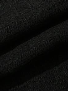 DAZY 夏秋款方領寬鬆A字背心上衣搭配寬腿長褲，黑色純色休閒度假女款兩件套 - 黑色 - 查看 6