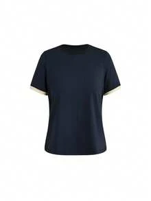 SHEIN Cheerettes Women's Simple Versatile Striped Colorblock Round Neck Short Sleeve Sports T-Shirt 2pcs/Set - Multicolor - View 12