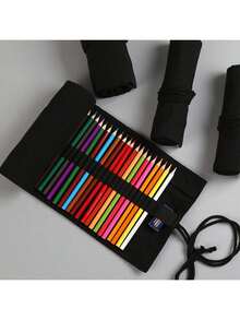1 Stück handgefertigtes schwarzes Filz-Etui – 36/48/72 Fächer, extra große Kapazität, ideal für Künstlerstifte, perfekt zum Skizzieren, Zeichnen und Reisen - Schwarz - Übersicht 5