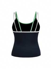 Cheerettes Camisola deportiva de bloques de color para mujer talla grande - Azul Marino - Ver 4