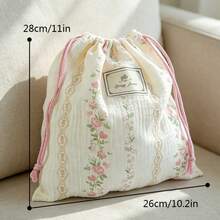 [Tas Motif Bunga Menawan] Tas Serut Motif Bunga Cerah 1 buah - Kantong Hadiah & Penyimpanan Kain Menawan dengan Motif, Sempurna untuk Perhiasan, Kosmetik, Perlengkapan Perjalanan & Pengorganisasian Rumah - MultiWarna - View 8
