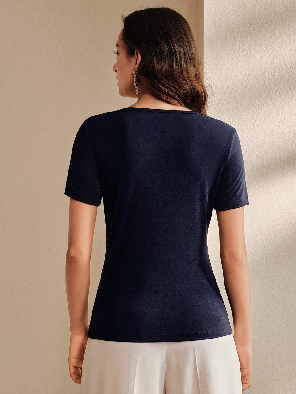Women's Summer Elegant Beaded Decoration T-Shirt