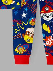 SHEIN | PAW Patrol 小男孩休閒簡約款，柔軟舒適，經典可愛卡通動畫圖案印花，可愛小狗貼身舒適圓領短袖T恤與長褲貼身居家服，適合春夏季 - 彩色 - 查看 5
