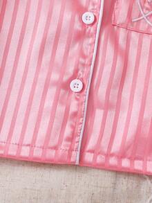 SHEIN 2pcs/Set Baby Girl Pajamas With Exquisite Embroidered Pattern, Matching Satin Trim - Pink - View 7