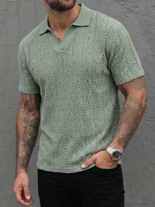 Manfinity CasualCool Men's Short Sleeve Knit Polo Shirt, Casual Vacation Style - Green - View 3
