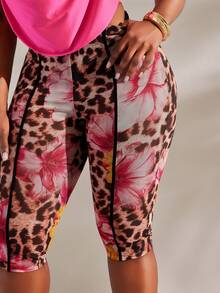 Radiana Plus Size Women's Hot Pink Halter Backless Tank Top Leggings 2 Pieces Capris Set Summer 70's Sexy Night Out Going Out Vacation Concert Vacation - Pink - View 8