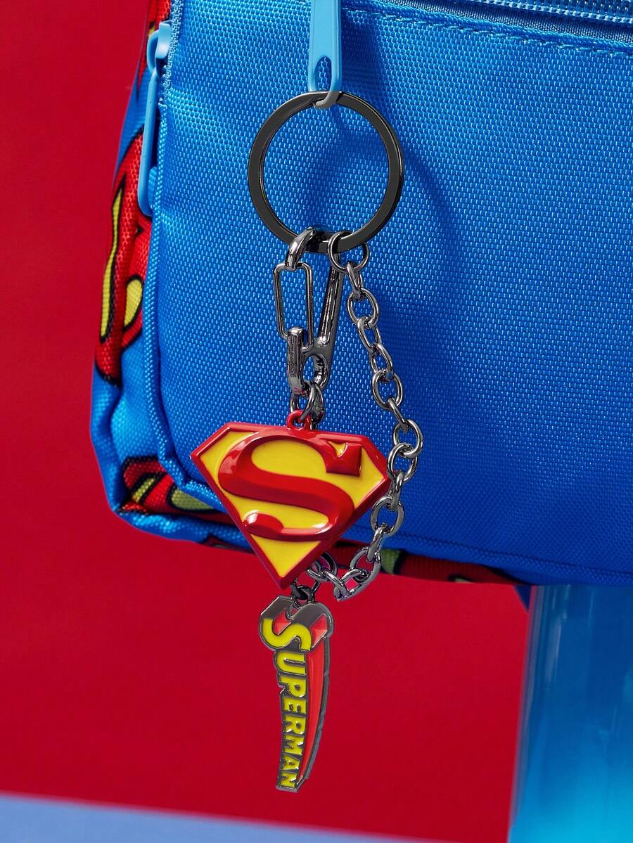 SUPERMAN X SHEIN 時尚鋅合金亮面櫻桃粉鑰匙圈,奢華精緻包包吊飾、吊墜、紀念品、收藏品,適用於禮物、錢包、書包、後背包、汽車配件 - 彩色 - 查看 1