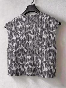 Camiseta de tirantes para hombre PAVTROS, estampado de leopardo con marca de agua tejida, verano al aire libre - Multicolor - Ver 6