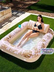 Inflatable Swimming Pool Lounge Chair Float, Oversized Adult Swimming Pool Float With Pillow, Sunbathing Raft Float, Inflatable Swimming Pool Party Gift, Multiple Colors To Choose From - 1PC - View 1