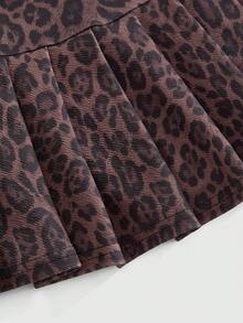 ROMWE Women's Y2K Sexy Retro Leopard Print Camisole Tank Top And Pleated Mini Skirt 2 Pieces Set Club Going Out Night Out Dark Brown Summer - Coffee Brown - View 3