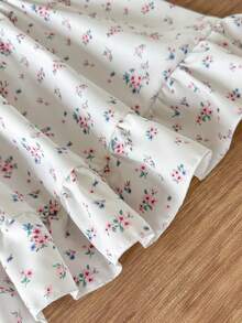 SHEIN Mädchen Sommer Frisches Ditsy Blumen Muster Trägerkleid, Rüschen Design mit flatternden Ärmeln, süßer Stil Baby Mädchen Prinzessinnenkleid, Baby Reise Urlaub Feenkleid - Verschiedenfarbig - Übersicht 8