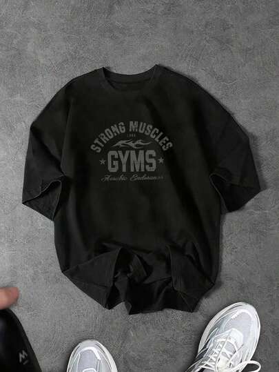 Sport MetroGents Men's Minimalist Printed Round Neck Short Sleeve Sports T-Shirt, Gym