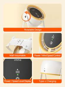 JMMO Portable Air Circulator Fan, Rechargeable Wall Mount & Desktop Dual Use Small Cooling Fan, Digital Display Mini Quiet Personal Fan For Bedroom Bathroom Kitchen, Summer Cooling Fan - multicolor - View 6