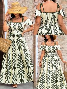 Breezaya Vestido de Verão Casual de Férias com Estampa Floral para Mulheres Plus Size - Verde - Visão 10