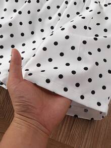 SHEIN Playful Pals 兒童波點無袖套裝，精緻時尚背心 + 短褲，簡約百搭，適合春夏季家庭聚會與出遊 - 白色 - 查看 6