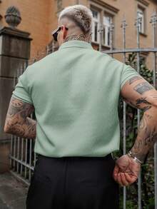 Artur Kramer Manfinity 男士纹理设计 Polo 衫 - 綠色 - 查看 2