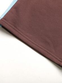 SHEIN Tween Girls Sweatpants Summer New Retro Brown Colorblock Webbing Patchwork Casual Loose Sweatpants - Brown - View 6