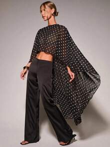 COSMINA Women's Polka Dot Casual Sexy Elegant Versatile Daily Garden Party Dinner Night Out Outing Long Top Black And White Polka Dot Autumn - Black and White - View 6