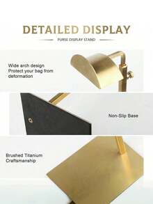 1/2/3 PiecesStainless Steel Handbag Display Stand, Titanium Gold Frosted, Height Adjustable Bag Storage Rack, Suitable For Hanging And Storing Bags, Hats, And Jewelry In Home Bedrooms, Boutiques, And Malls. - Gold - View 2