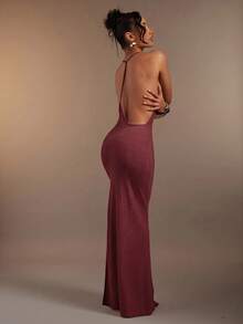Hauture Women's Diagonal Rib Maxi Dress - Burgundy - View 6