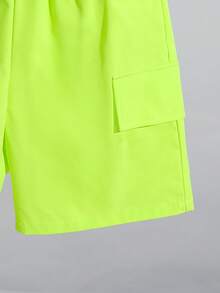 SHEIN 兒童 2 件組青少年男孩休閒對比色短袖 T 恤與短褲套裝，春/夏青少年男孩服裝，男孩 2 件套裝男孩夏季套裝適用於春/夏，日常穿著、運動、外出、學校、派對、節日、拍照 - 彩色 - 查看 7
