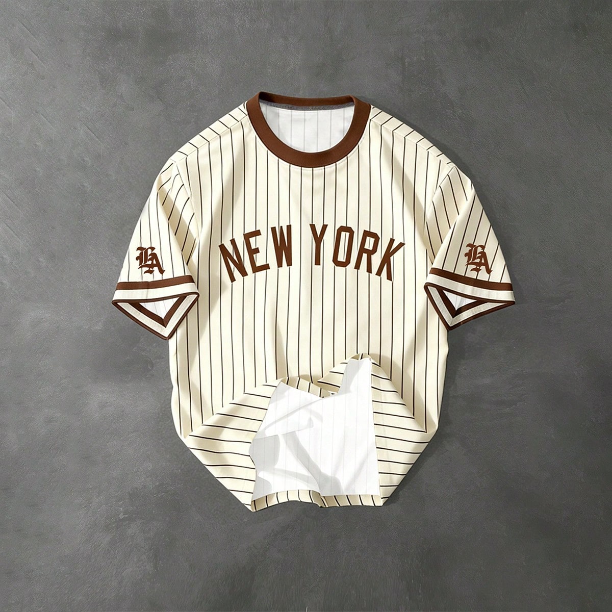 Camiseta casual de hombre con estampado de rayas y letras, para verano