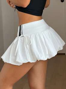 Coolane Jupe mini bulle blanche mignonne et confortable pour femme, tenue de sport streetwear d'été pour sortir, jupe de tennis - Blanc - Voir 7