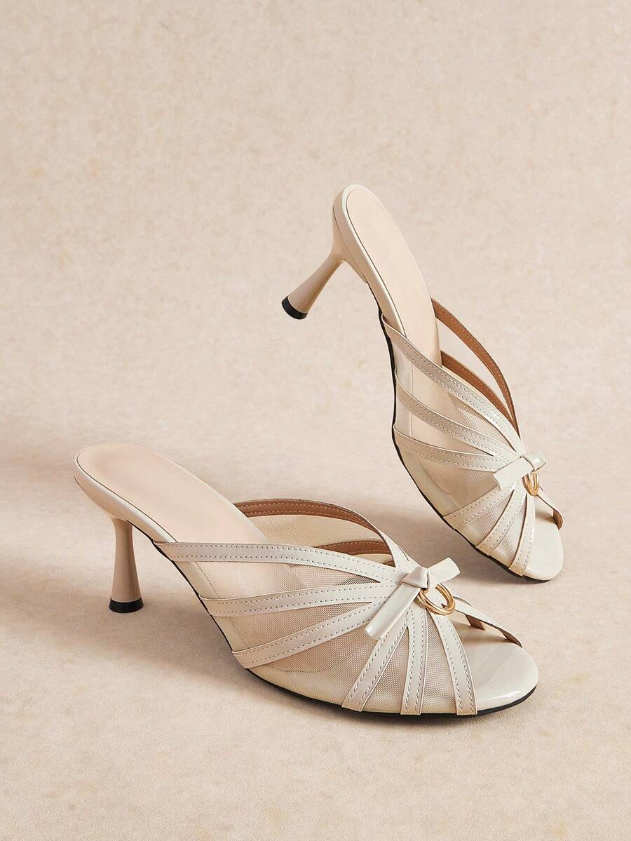 Rosivie Giày sandal cao gót nữ thời trang thanh lịch đi tiệc màu vàng, giày mùa hè - Màu be - Xem 1