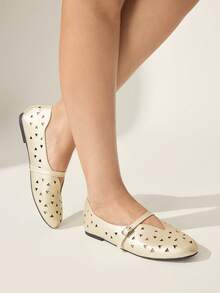 CUCCOO CHICEST Women's Skeleton, Buckle, Comfortable Flat Shoes - Gold - View 6