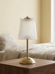 Brass Table Lamp, Textured Glass Shade Small Desk Lamp, Dimmable Warm Night Light, Minimalist Decorative Bedside Lamp For Dining Table Bedroom Living Room Home Decor - multicolor - View 6