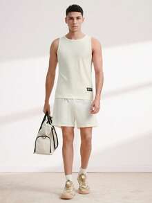 Driftmere Men's Letter Graphic Round Neck Casual Versatile Tank Top Gym - Apricot - View 3