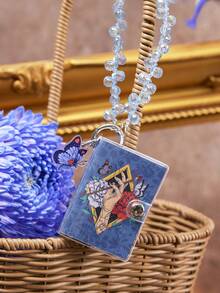 Frida Kahlo X SHEIN Gantungan Kunci Tas Kerings dengan Liontin Kartu Hati Merah Muda - Biru - View 2