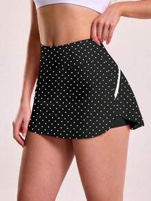 CourtClass CourtClass Women's Fashion Casual Polka Dot Striped Decorative Pocket Sports Short Skort - Multicolor - View 3