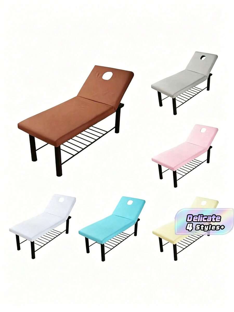 1pc Massage Table Sheet, Massage Bed Cover With Face Hole, Fitted Sheet Massage Table Cover, Perfect For Beauty Salons - Multicolor - View 1