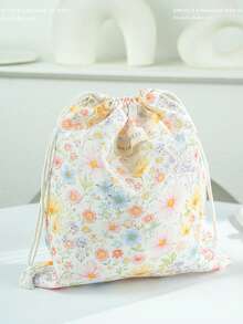 [Tas Motif Bunga Menawan] Tas Serut Motif Bunga Cerah 1 buah - Kantong Hadiah & Penyimpanan Kain Menawan dengan Motif, Sempurna untuk Perhiasan, Kosmetik, Perlengkapan Perjalanan & Pengorganisasian Rumah - MultiWarna - View 4