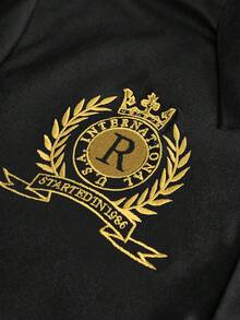 PAVTROS 男士街頭風熱銷3D刺繡圖案精緻小Logo時尚高端戶外音樂節日常出遊好友聚會男友丈夫禮物週年紀念禮POLO衫 - 黑色 - 查看 4