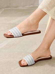 MOTF LADIES WHITE CASUAL FASHION COMMUTER VACATION WOVEN OPEN-TOED FLAT SANDALS SUMMER - White - View 4