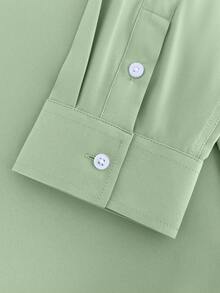 Manfinity Mode Camisa de vestir de manga larga para hombre | unicolor, casual y formal con botones, cómoda para todas las estaciones, ajuste regular para oficina y atuendo casual, textura suave - verde menta - Ver 5
