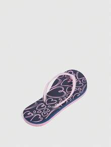 Grefit 女士鞋心形图案人字拖，时尚沙滩人字拖，夏季度假鞋，夏季促销，返校鞋，大学生鞋，万圣节，新年假期 - 藍色 - 查看 3