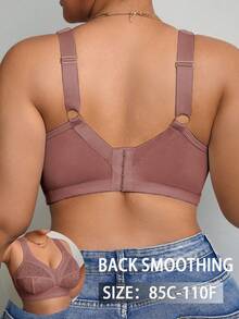 DesireSculpt Plus Size Lace Patchwork Wireless Bralette 1 Piece - Rust Brown - View 2
