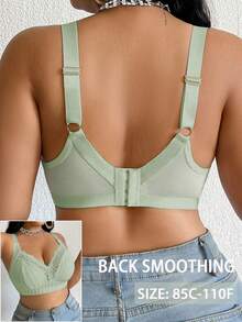 DesireSculpt Plus Size Lace Patchwork Non-Wired Bralette 1 Piece - Green - View 2