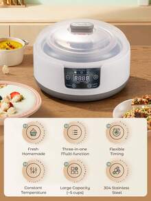 Digital Yogurt Maker Machine With UK Plug, Multi-Function Fermentation Machine For Yogurt Natto Rice Wine, Time & Temp Control Homemade Fermenter With Stainless Steel Inner Pot - View 3
