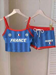 Comfortcana Áo tank top nữ không tay đội tuyển bóng đá Pháp, áo crop top in cờ quốc gia & chữ nhiều màu, phong cách retro, collegiate, cổ điển, thời trang, trẻ trung và streetwear. Chất vải mềm mịn thoải mái, lý tưởng cho ngày thi đấu. Áo bóng đá thể thao thời trang World Cup 2026 cho ngày thi đấu - Nhiều màu - Xem 3