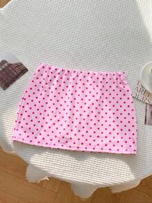SHEIN Girls' Polka Dot Pattern Casual Skirt Summer Fashion - Pink - View 6